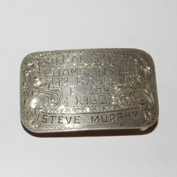 Vtg Sterling 1963 So Cal Skeet Chapionship 12 Gauge E 3rd  Belt Buckle main image 12